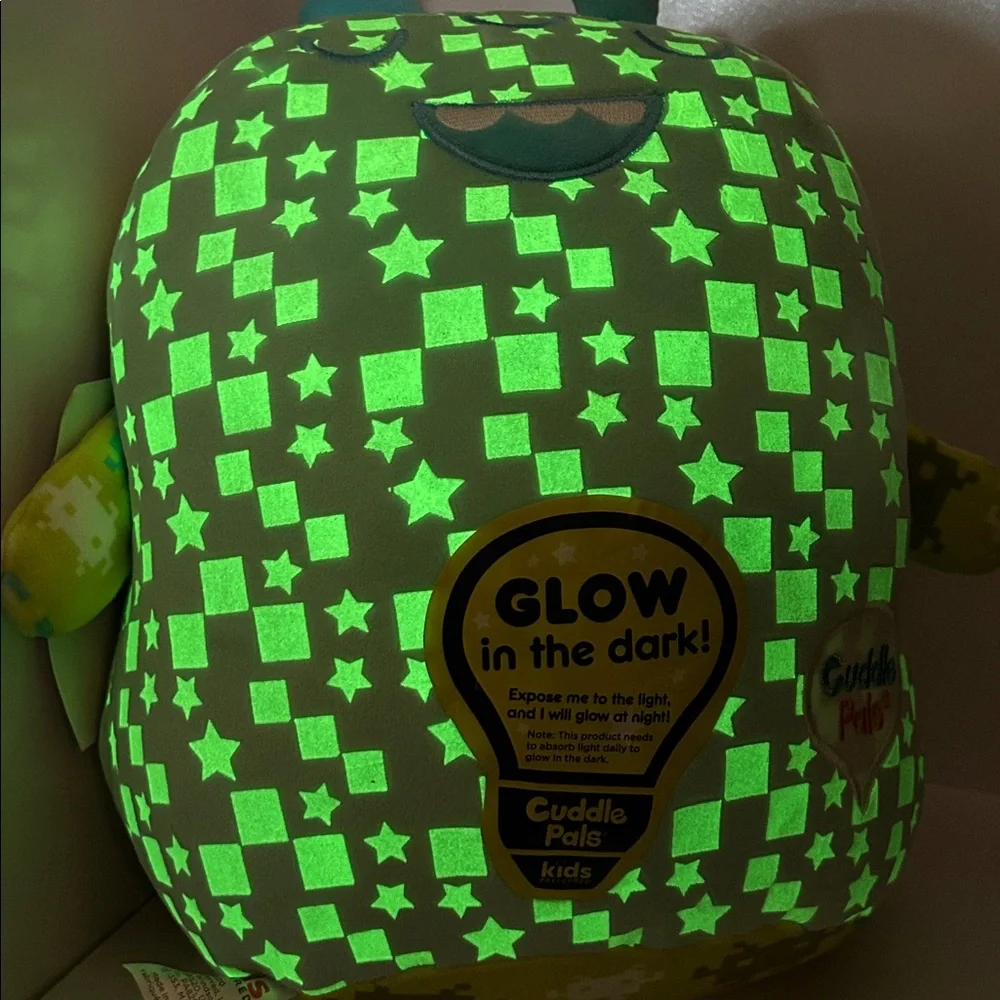 KIDS PREFERRED Two Sided Glow in The Dark Cuddle Pal Pixel The Alien Plush 11.5”